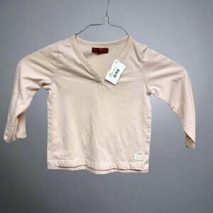 7 For All Mankind Pink Long Sleeve V Neck Cotton Blend Casual Shirt Size 3T